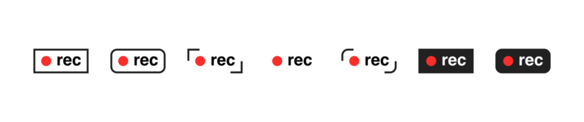 Recording sign, icon set. Vector EPS 10