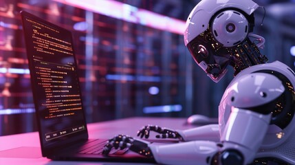 Wall Mural - ai chatbots working and chatting in computer