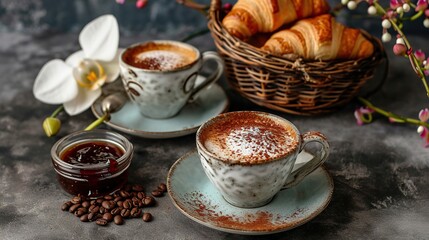 Wall Mural - still life with bread and coffee