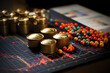 Financial Market Analysis Concept with Bullion and Beads

A sophisticated financial market analysis concept featuring gold bullion and colorful beads on a graph, symbolizing wealth, investment strateg