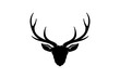 Deer antler head logo design silhouette, hunting outdoor animal wildlife icon symbol.
