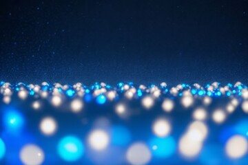 Wall Mural - holiday illumination decoration christmas garland bokeh lights dark blue background