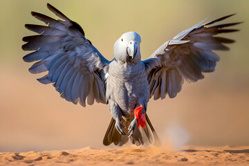 Detail portrait of beautiful grey parrot. African Grey Parrot, Psittacus erithacus.