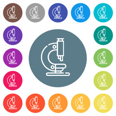 Canvas Print - Microscope outline flat white icons on round color backgrounds