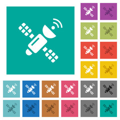 Poster - Satellite square flat multi colored icons