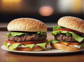 hamburger on a black background