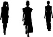 silueta, gente, mujer, ilustración, par, vector, moda, negro, pasarela