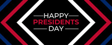 Happy Presidents Day With Stars And Ribbon. Text Lettering For Presidents Day In USA. Design For Print Greetings Card, Sale Banner, Cover, Social Media, Flyer, Poster, Colorful. Vector Illustration