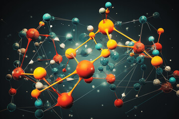 3d model of science molecule, molecular dna model structure