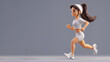 © Ari - A woman cartoon athletic run in white jersey isolated on gray