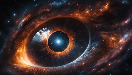 Wall Mural - an eye that is looking like the planets and its stars