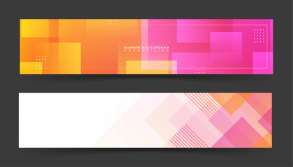 set collection banner background gradient, orange and pink,memphis, abstract