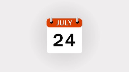 Digital July Month Calendar icon illustration on white background.