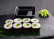 Sushi Maki rolls cucumber on stone