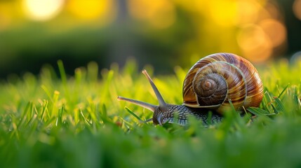 snail on the grass.