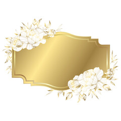 Wall Mural - Gold white elegant flower frame