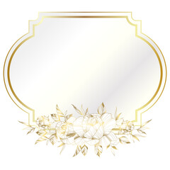 Wall Mural - Gold white elegant flower frame