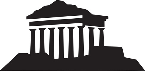 Minimalist Parthenon Temple Silhouette Vector EPS 10