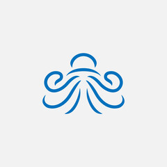 Wall Mural - Octopus logo design monoline vector illustration