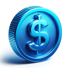 blue 3d style coin png isolated