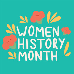 Text minimal banner Women History Month. Handwriting Women History Month inscription. Hand drawn vector art.