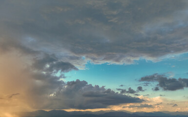 Wall Mural - beautiful blue sky and cumulus clouds abstract background. cloudscape background. blue sky and fluff