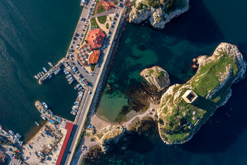 Wall Mural - drone shooting sile castle and its surroundings, sile, istanbul, turkey