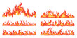 © Foxy Fox - Cartoon fire borders. Flame frame, blazing dividers, hot flaming banners. Wildfire campfire and ignite elements, fire trail and flammable border isolated vector set