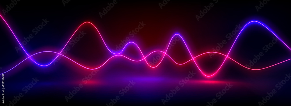 Abstract neon wave lines on black background. Vector realistic ...