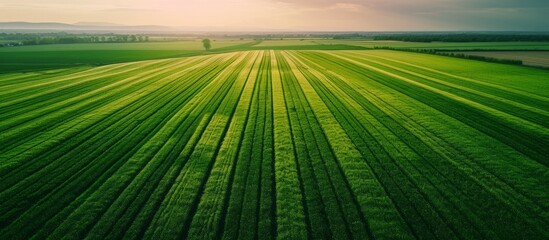 Wall Mural - Aerial Drone Shot of Extensive Green Farmlands: An Incredible Perspective on An, Aerial, Drone, Shot over the Extensive, Green, Farmlands