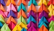 Colorful paper planes lined up background 