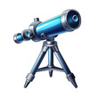 a blue telescope on a tripod
