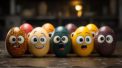 Canvas Print - Emoji Easter Eggs Expressions