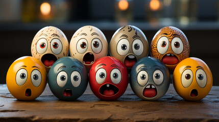 Wall Mural - Emoji Easter Eggs Expressions