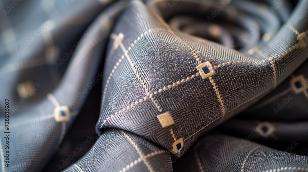 Subtle Pattern Tie Grey silk tie in close-up with a subtle geometric pattern. Elegant ...