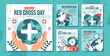 Red Cross Day Social Media Post Flat Cartoon Hand Drawn Templates Background Illustration