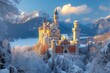 Frozen Castle in the Snow A Winter Wonderland Generative AI