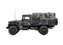 A Military Truck With A Covered Cover