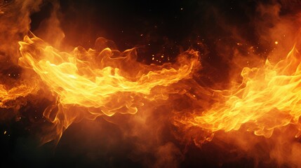 Wall Mural - Fiery Whorls: Vivid Waves of Flame Dancing in the Depths of Night - Generative AI