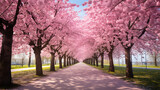 Fototapeta Do pokoju - Beautiful pink flowering cherry tree