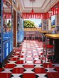 Classic American Diner: A Pathway Painting of Iconic Cars Adorning the Entrance