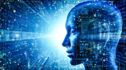Wall Mural - communication and data analysis: transforming abstract technology backgrounds with intimidating deep