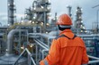 © Straxer - Rear view of engineer working on oil and gas factory.