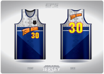 Wall Mural - EPS jersey sports shirt vector.blue indigenous tribal pattern design, illustration, textile background for basketball shirt sports t-shirt, basketball jersey shirt.eps