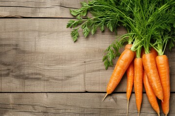 Carrot Frame on Wood Background with copy space. 