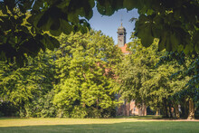 Germany, Hamburg, Green Trees In Front Of Christianskirche In Altona