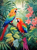 Fototapeta Sypialnia - Isolated Avian Species: Vibrant Tropical Birds Island Artwork