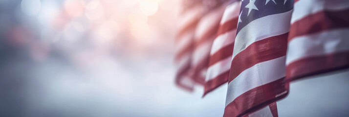 American flag for Memorial Day concept , Labour Day, copy space for text, banner website