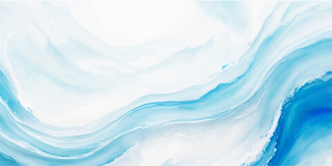 Sticker - abstract soft blue and white abstract water color ocean wave texture background .Fluid blue ocean wave layer Tsunami wave background in flat cartoon style. Big blue tropical water splash.	