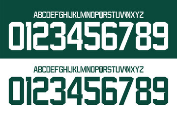 Wall Mural - font vector team 2023 - 2024 kit sport style font. football style font with lines. palmeiras font. sports style letters and numbers for soccer team. league Brazil.
